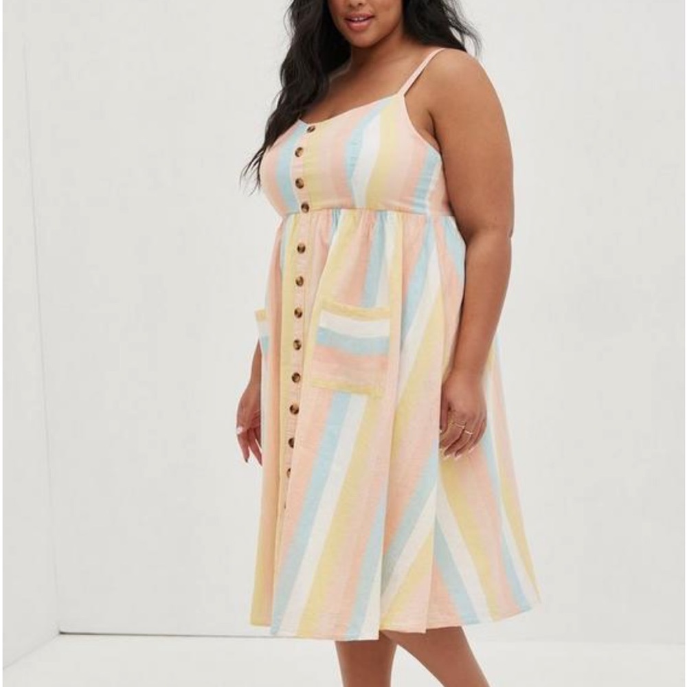 Midi Linen Button-Front Dress